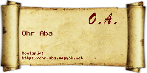Ohr Aba névjegykártya